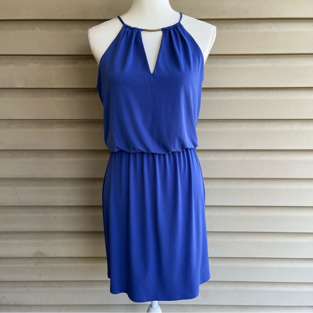 White House Black Market Royal Blue Halter Mini Dress